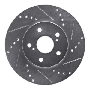 Lexus IS250 Brake Rotor (1) - Front Right - R1 Concepts - Drilled & Slotted - Silver - `02-`15